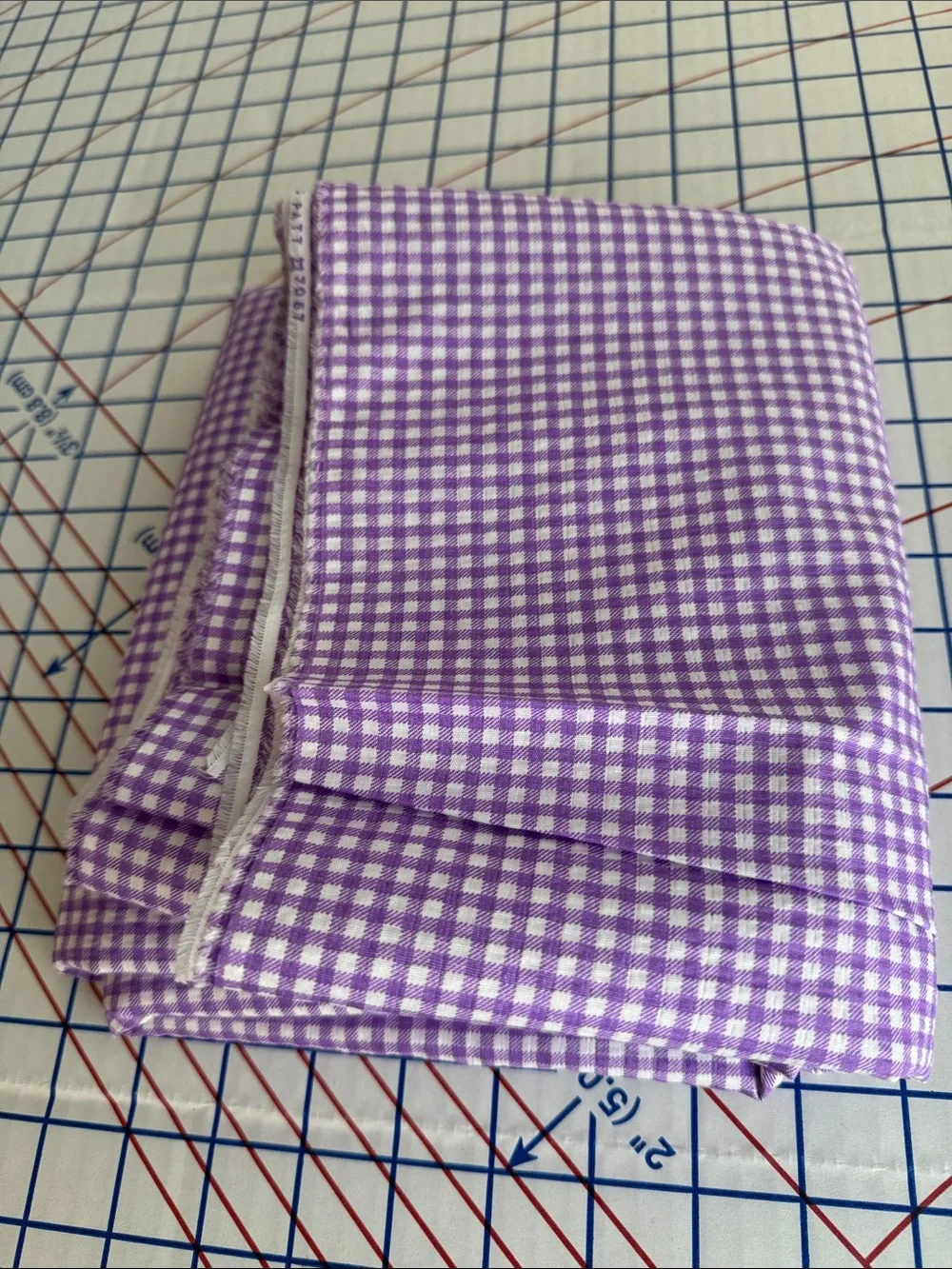 Vintage 1970s Tandem Textile Lavender Gingham Fabric Woven Check 2 Yds x 44